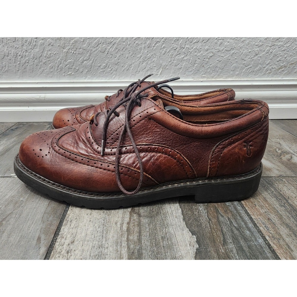 Vtg Frye Shoes Mansfield Oxfords Brown Leather Size 8.5 M